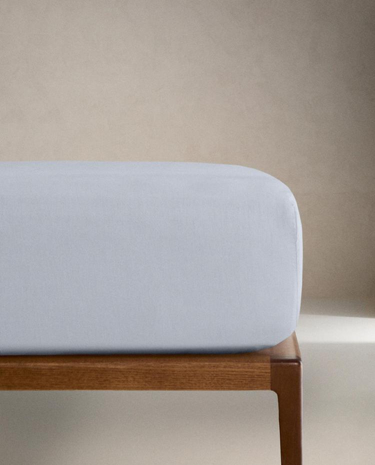ZARA HOME ДЕТСКАЯ ПРОСТЫНЯ ИЗ ХЛОПКА НА РЕЗИНКЕ, СИНИЙ