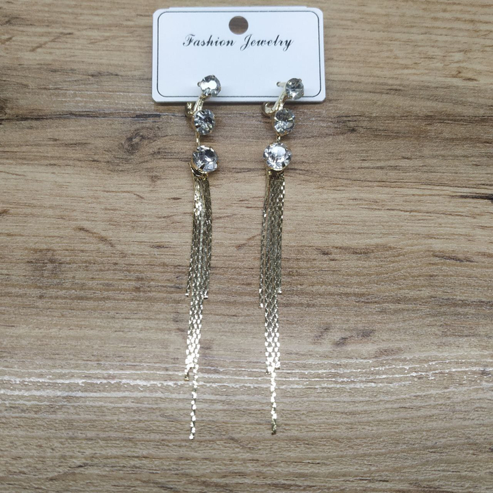 Серьги англ.заст. Bogema 3 круга на увеличение цепочки жгутики металл золотистый