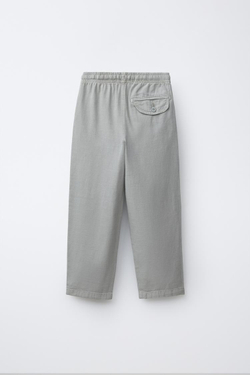 ZARA СТРУЯЩИЕСЯ ХЛОПКОВЫЕ БРЮКИ, ЖЕМЧУЖНО-СЕРЫЙ