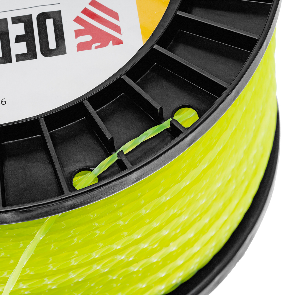 Леска для триммера витой квадрат, 2,0мм х 357м, на DIN катушке FLEX CORD Denzel