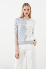 22849 Джемпер женский (серо-голубой/молочный)