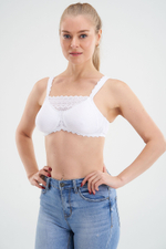 Бюстгальтер ортопедический после мастэктомии с манишкой Amoena Dana без косточек, белый, 70B