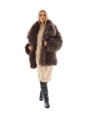 Шоколадная шуба из овчины калган