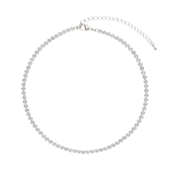 Колье- полоса круглых цирконов, серебро