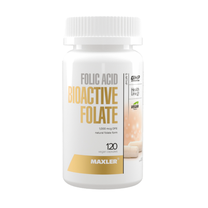 Фолиевая кислота, Folic Acid Bioactive Folate, Maxler, 120 вегетарианских капсул