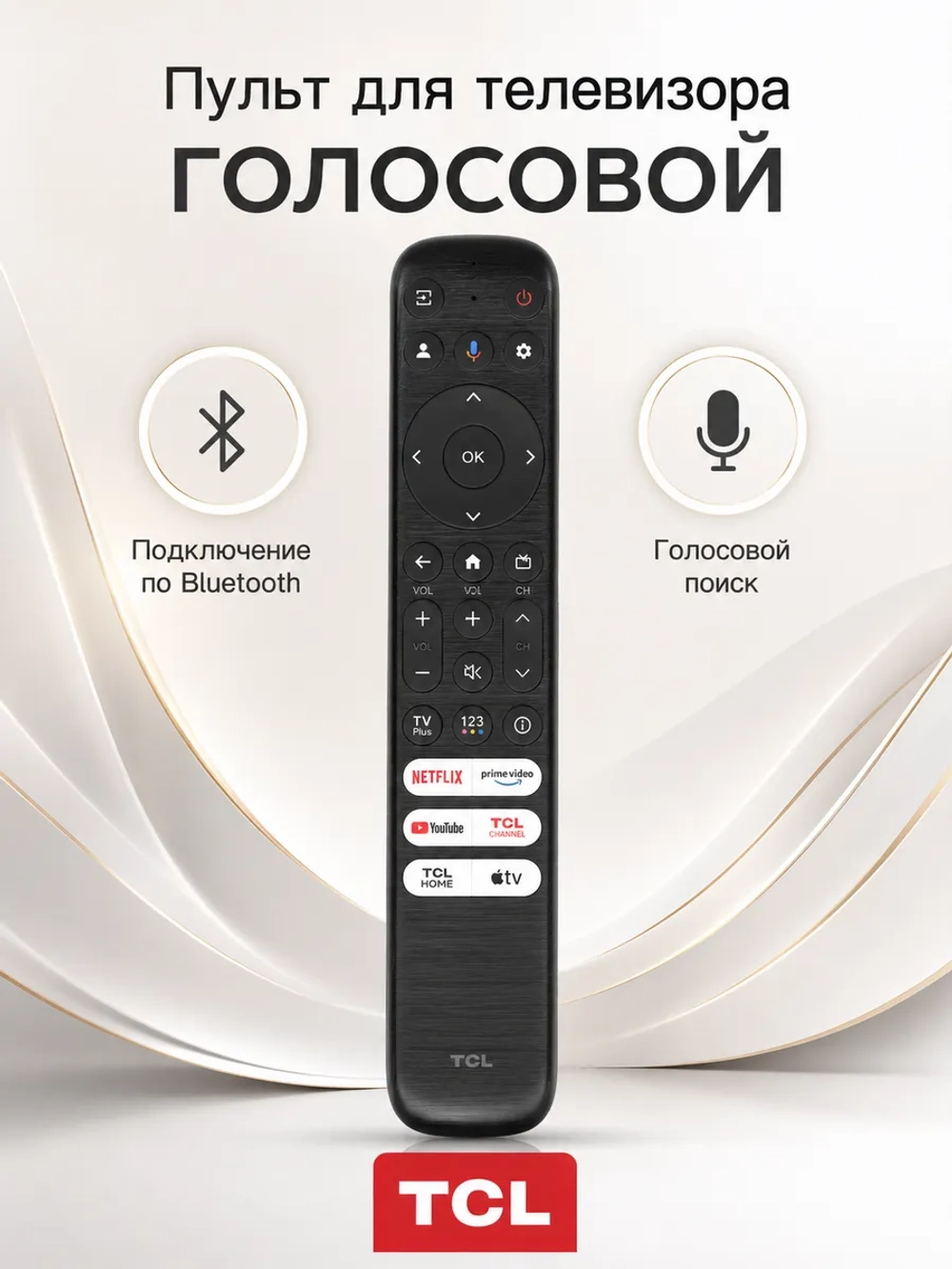 Пульт ДУ для телевизора TCL RC902V FMB1 (RC813FMB1) с голосовой функцией SMART TV с голосовым управлением PDU1226