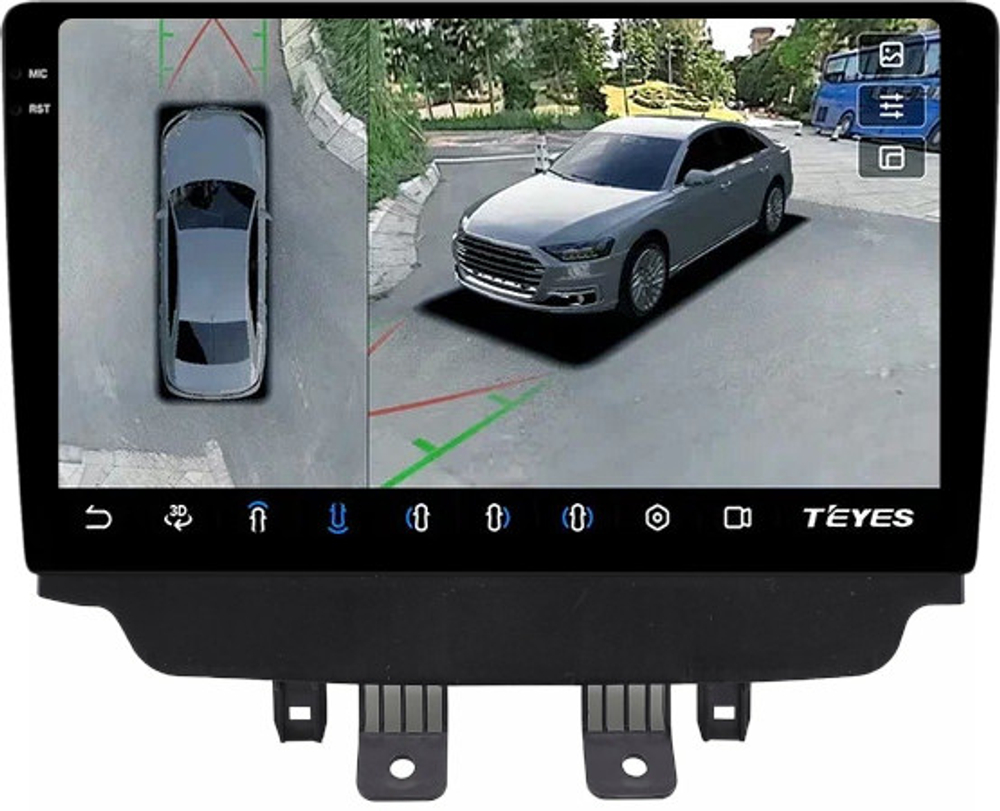 Магнитола для Mazda CX-3 2014-2023 (монохром) - Teyes CC3-2K-360 монитор 10.36" 2K QLED на Android 10, 6+128Гб, CarPlay, 4G SIM-слот, 4 камеры в комплекте