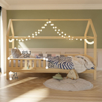 Кровать-домик 90х200 Авила из массива березы с настилом и бортиками, в лаке