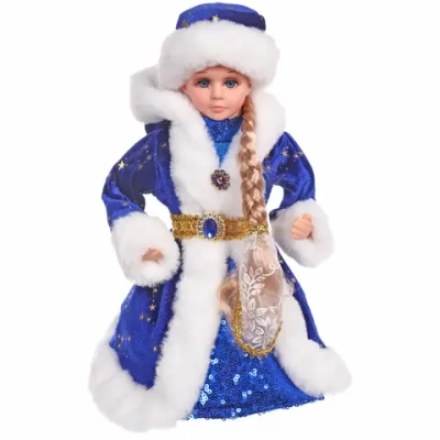 Снегурочка музыкальная «Таинственный снег» 30 см (синяя шубка)