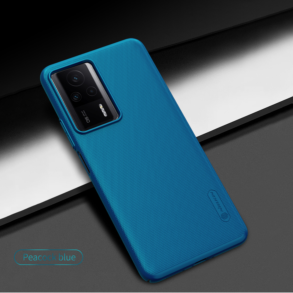 Тонкий жесткий чехол синего цвета (Peacock Blue) от Nillkin для Xiaomi Redmi K60E, серия Super Frosted Shield