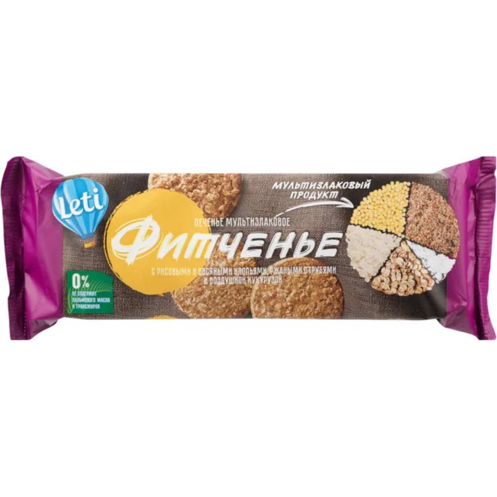 Печенье Фитченье Leti с пшеничными и овсяными хлопьями и овсяными отрубями 150 гр