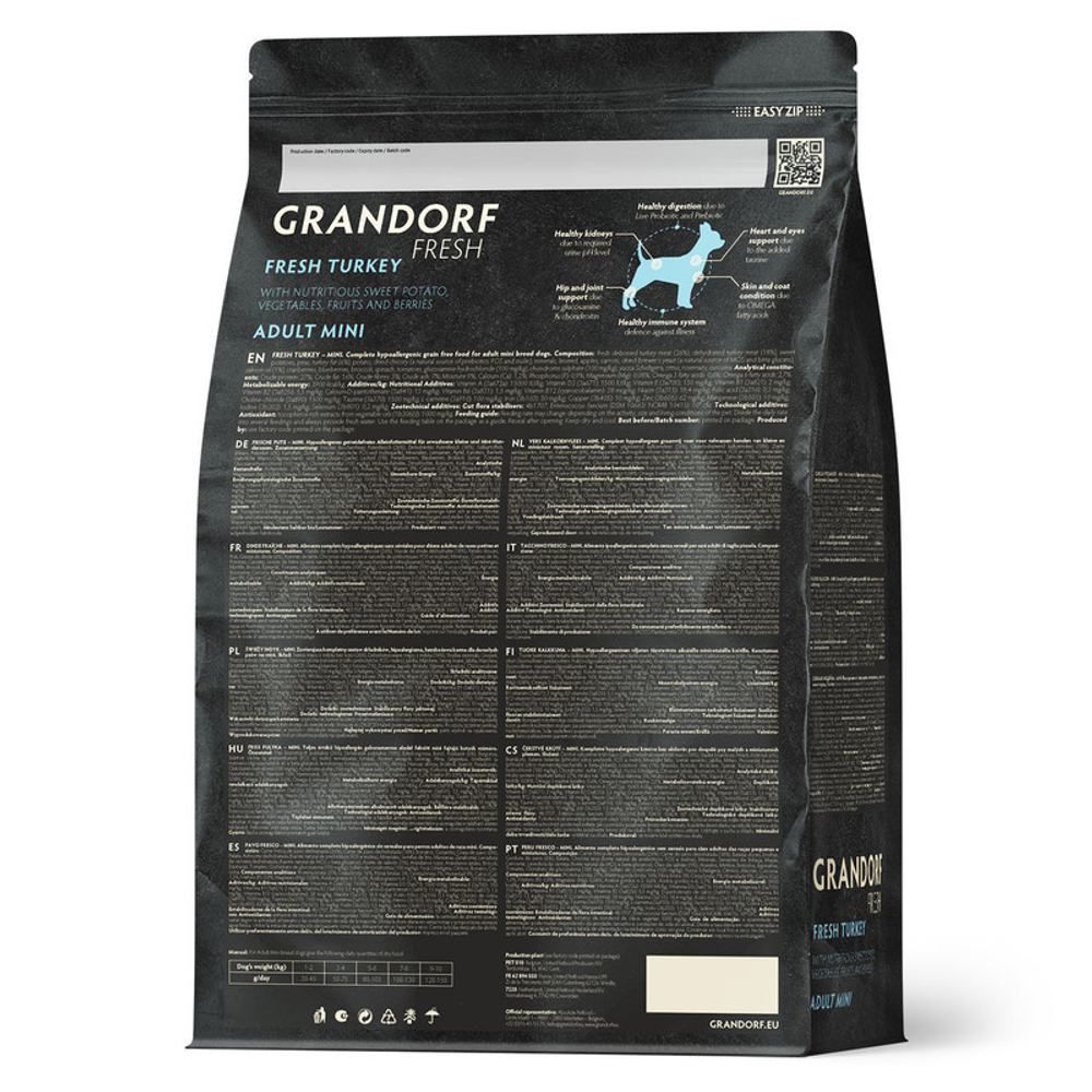 Grandorf Fresh сухой корм с индейкой и бататом для взрослых собак мелких пород 1 кг (Грандорф Фрэш)