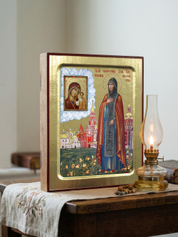 Икона Евфросинии Московской, княгини (ростовая) на дереве: 125 х 160 (Синопсисъ)
