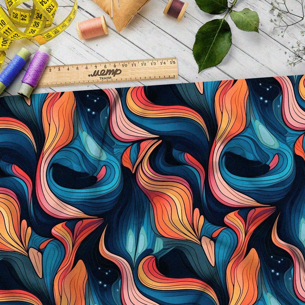 Ткань премиум флис орнамент фантазии