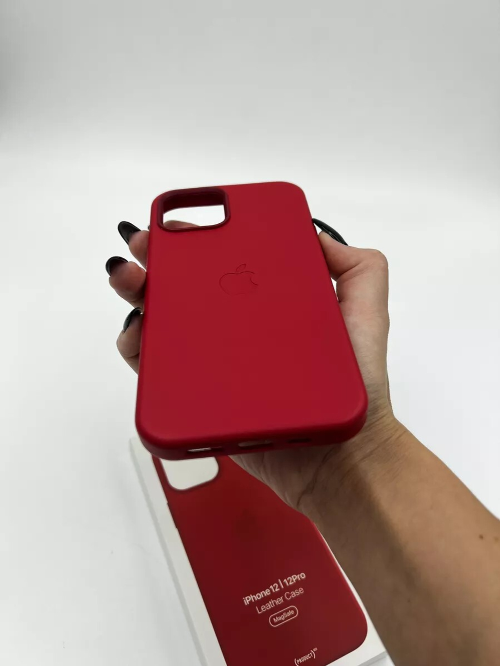 Кожаный чехол Leather Case iPhone 12 / 12 Pro, Red Красный