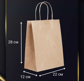 Крафт пакет с ручками S 22*12*28 см 1 шт
