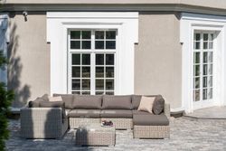 "Лунго" трансформирующаяся лаунж-зона из искусственного ротанга, цвет бежевый