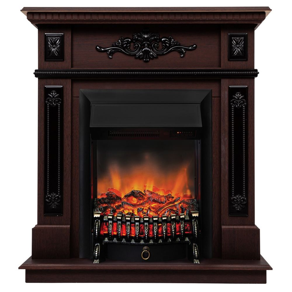 Электрокамин RealFlame Lilian DN орех с очагом Fobos Lux Black RC