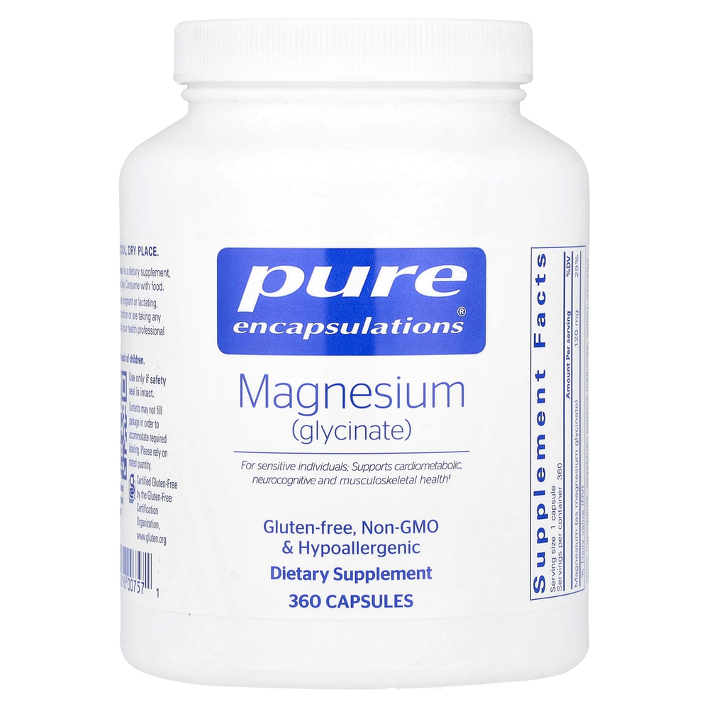 Pure Encapsulations, Магний (глицинат), 360 капсул (120 мг на капсулу)