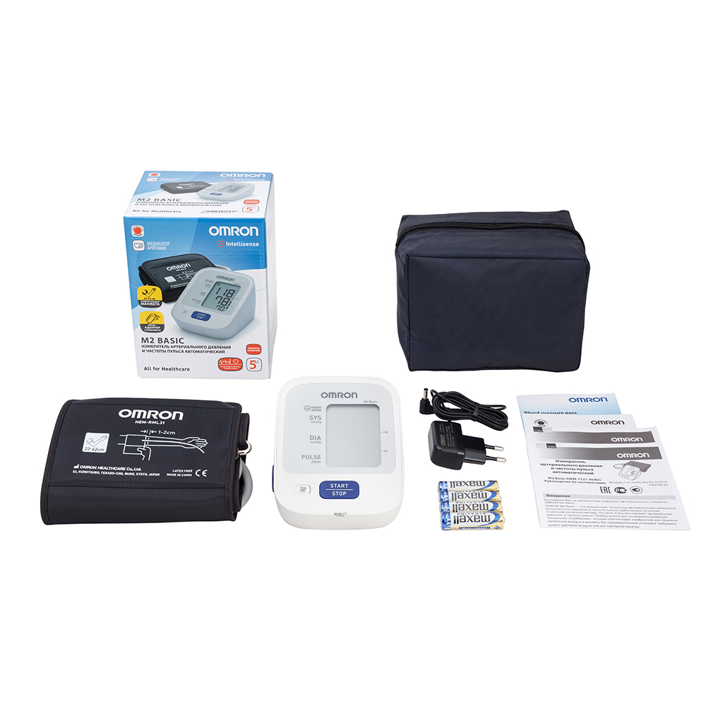 Тонометр автомат OMRON M2 Basic (HEM-7121-ALRU), адаптер (манжета 22-42см)
