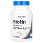 Nutricost, Биотин, 10 000 мкг, 240 капсул