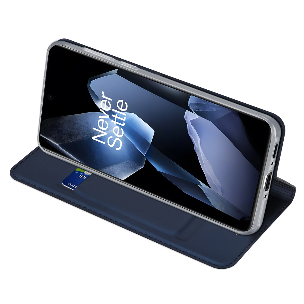 Чехол книжка из PU кожи синего цвета от Dux Ducis для смартфона OnePlus 13, серия Skin Pro Series Case
