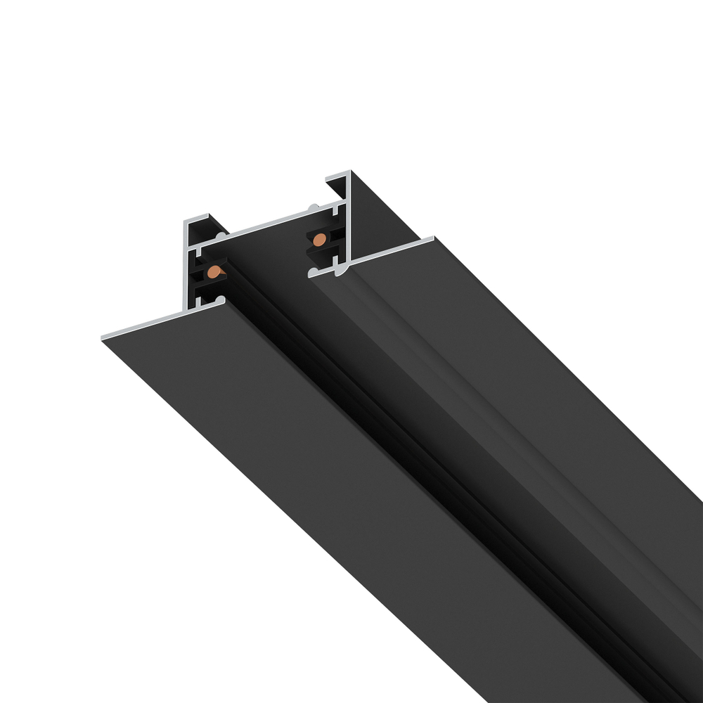 501038 Трек 2-контакт встраиваемый со стыковочным пазом BARRA 3м, ЧЕРНЫЙ МАТОВЫЙ (круглые медные жилы, питание и заглушка в комплекте)