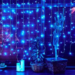 ULD-C3020-240-STK BLUE IP44 Занавес светодиодный со статическим свечением. 3х2м. Соединяемый. 240 светодиодов. Синий свет. Провод прозрачный. TM Uniel