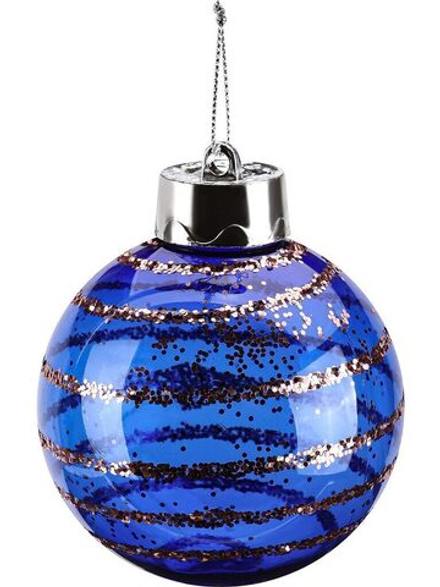 Ёлочный шар 8 см "Иней" синий