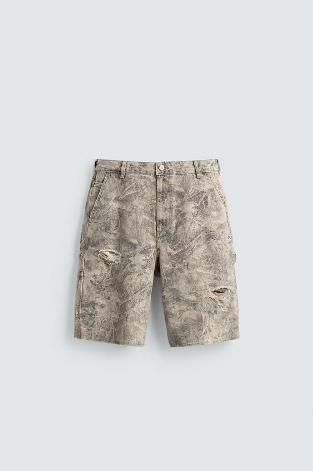 ZARA ШОРТЫ RELAXED FIT С АБСТРАКТНЫМ ПРИНТОМ И ЭФФЕКТОМ ПОТЕРТОСТИ, С ПРИНТОМ