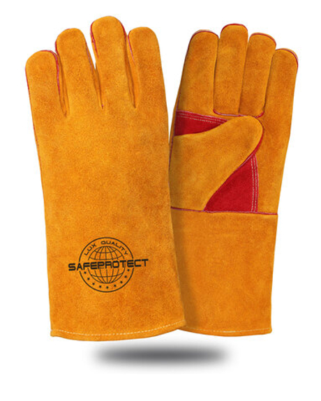 Краги спилковые утепленные Safeprotect СИБИРЬ усиленные желтые (меховые) р. 10,5