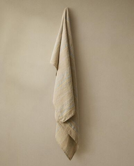 Zara Home - Льняное банное полотенце в полоску, бежевый, 30х50 см