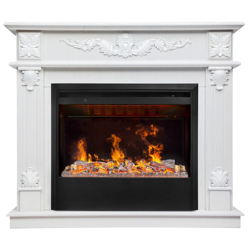 Электрокамин RealFlame Philadelphia 25,5/26 WT белое золото с очагом 3D Helios 26 SBG