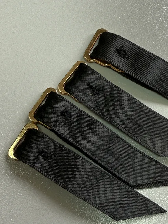 Чулкодержатель с атласной лентой 12 мм, Китай, золото/черный 170