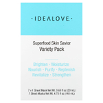 Idealove, Superfood Skin Savior, маски с суперфудами, ассорти из 7 шт. по 20 мл (0,68 жидк. унции)