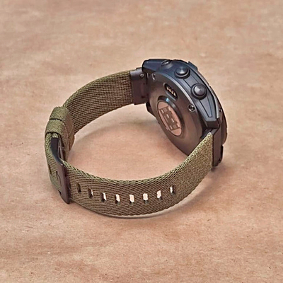 Ремешок нейлоновый 22 мм жаккардовое плетение для Garmin MARQ / Epix / Fenix (47 мм) Армейский зеленый