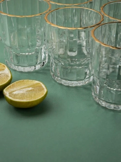 Набор бокалов для виски, 250 мл. 6 шт. с золотой каймой