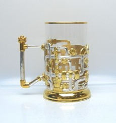 Подстаканник "Трубопровод" с золочением и серебрением