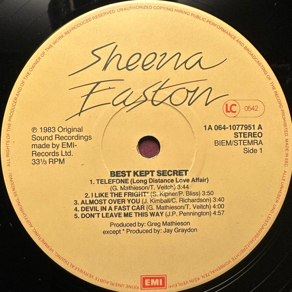 Sheena Easton - Best Kept Secret (Европа 1983г.)