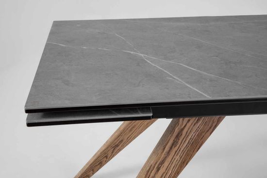 Стол Орландо-М (дуб/нога светлый дуб с черной патиной/столешница стекло Карелия)