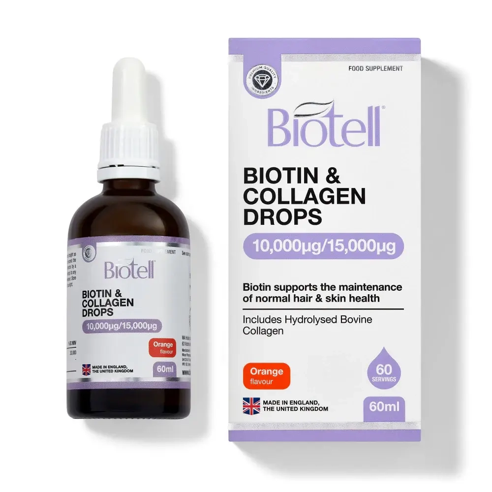 BioTell - Liquid Ionic Biotin + Collagen Drops 10000/15000 per serving, 60 ml