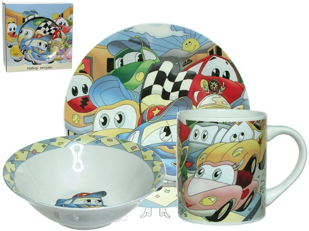 Набор детской посуды 3 предмета "Машинки" TSET3C