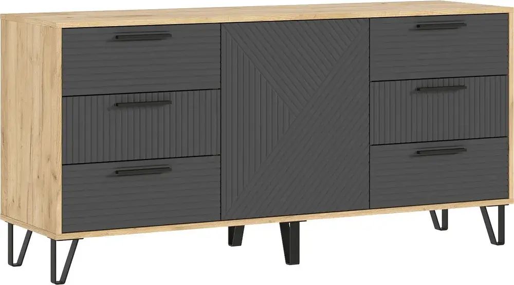 Комод Флэш (софт графит/дуб крафт, 1502х730х426) МФ Миф