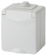 Розетка 1-местная накладная IP65, шторки, 16A-250В, серый Эксперт ЭРА