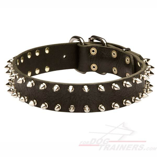 Ошейник кожаный с шипами "отель" S33 87,5см О-237