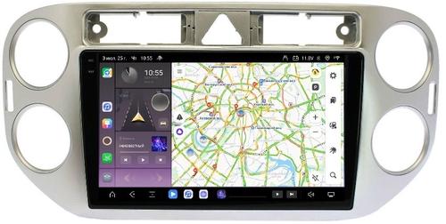 Магнитола для Volkswagen Tiguan 1, Golf Plus (любая аварийка, рамка серебро) - Kuberg OL-9908-1 QLed+2K, Android 13, Быстрейшая, CarPlay, 4G SIM-слот