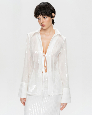 Блуза из пайеток на завязках