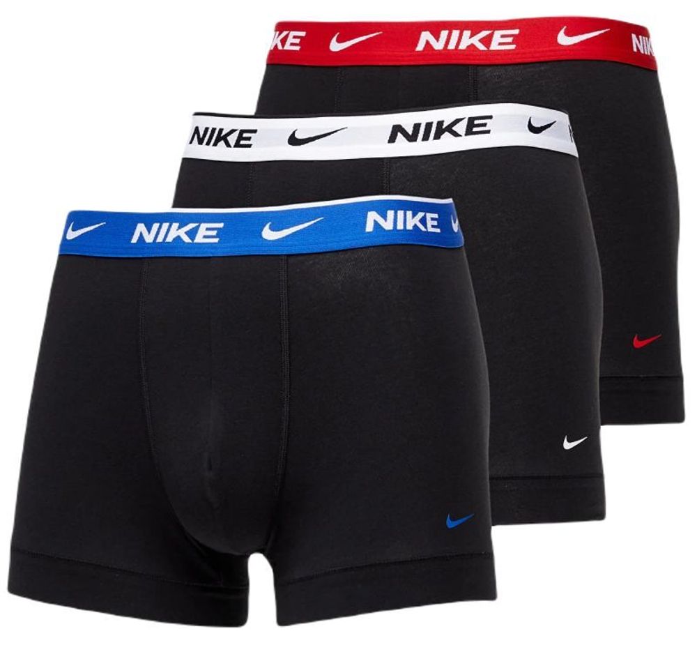 Мужские спортивные боксеры Nike Everyday Cotton Stretch Trunk 3P - black/uni red/white/game royal