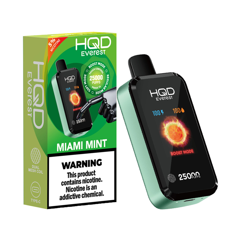 HQD Everest Майами мята - Miami mint 25000 затяжек 20мг Hard (2% Hard)
