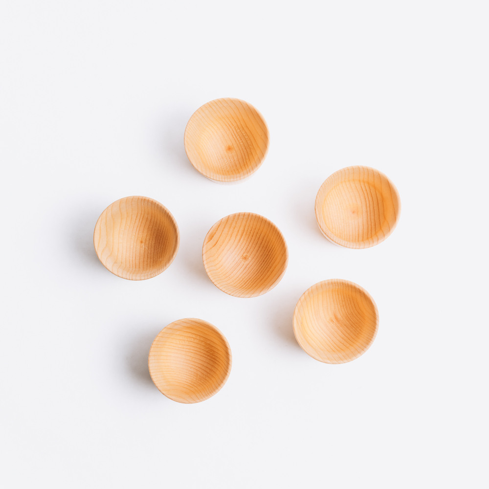 Набор деревянных рюмок (стопок, шотов) из древесины сибирского кедра, набор 6 штук. RN9